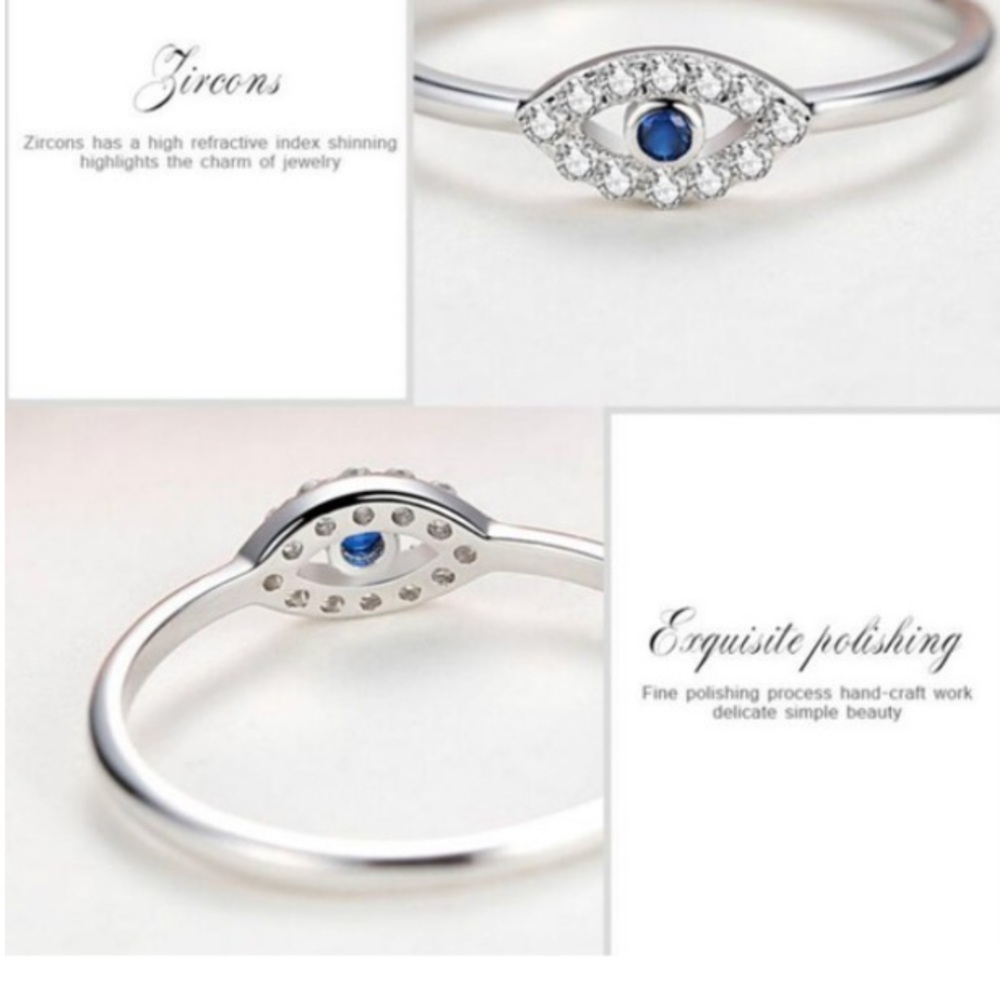 925 Sterling Silver Tiny Lucky Eye Ring - Picture 4 of 9